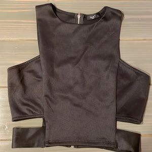 Love J Large Sleeveless Black Crop Top